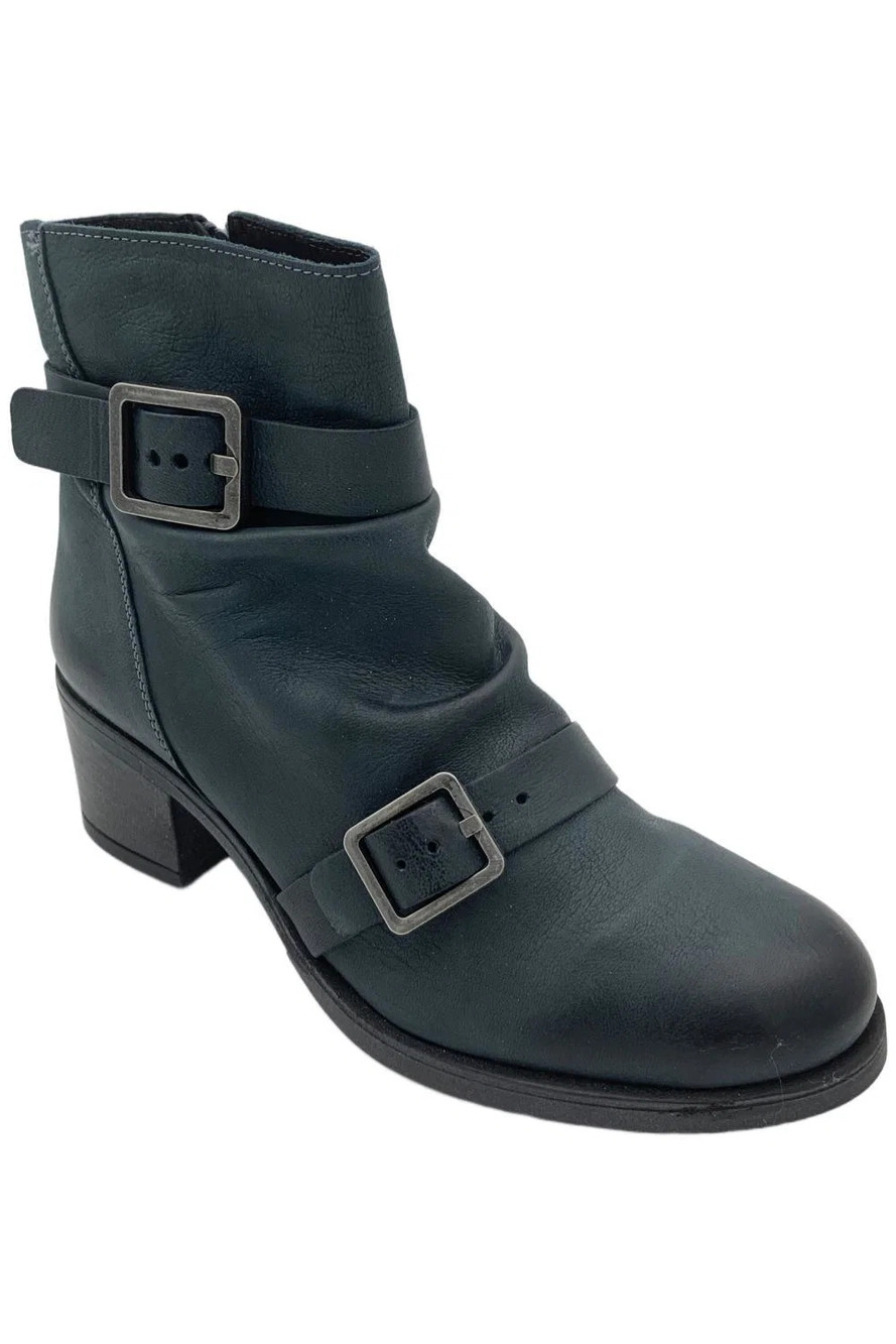 Miz Mooz x Jane & Courtney Women's Leather Heeled Mid Boots Teal - Medium